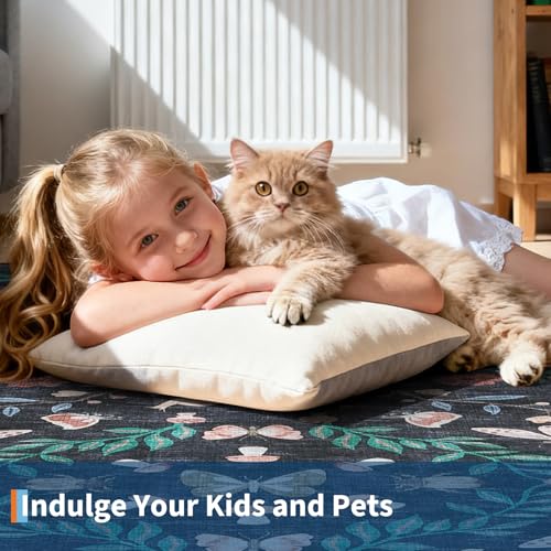 GarveeHome 8x10 Large Living Room Rug Machine Washable Low Pile Insect Rug - color: Black, size: 8'x 10'(Rectangular)