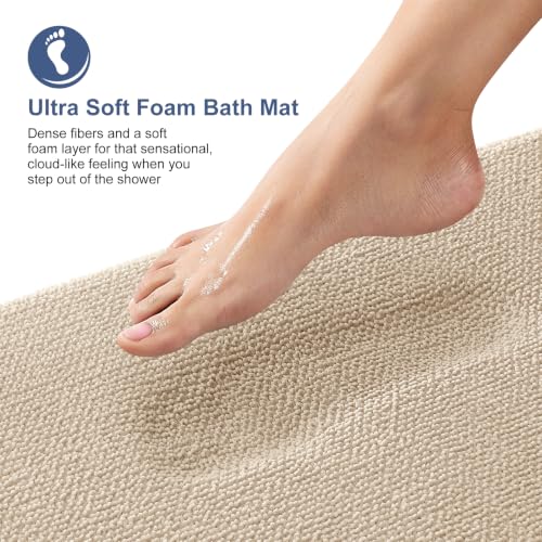 OLANLY Memory Foam Small Bathroom Rugs 24x16, Absorbent Bath Mat, Beige - color: Beige, size: 24" X 16"