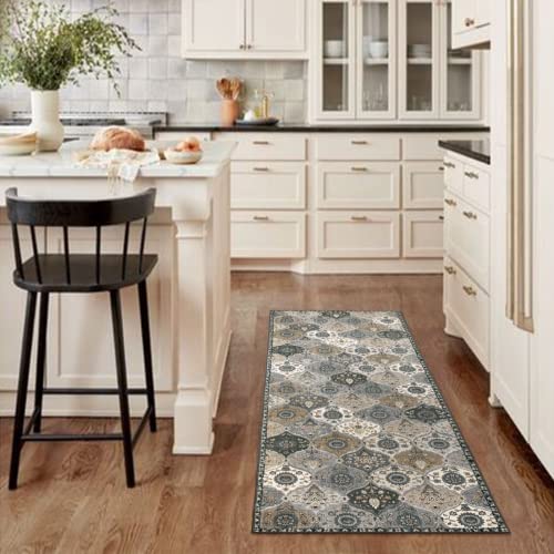 Lahome Moroccan Kitchen Runner Rug, 2'5''x8' Soft Washable Runner Non Slip - color: Dusty Grey Beige, size: 2'5'' X 8' (Runner)
