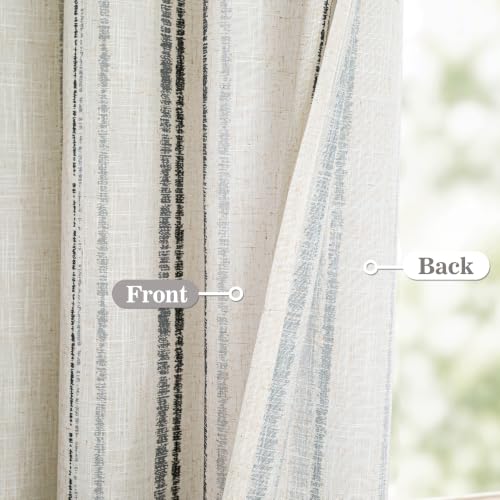 MYSKY HOME Grey Striped Linen Curtains for Bedroom 54 Inches 2 Panels - color: Grey, size: 52"W x 54"L (Pack of 2)