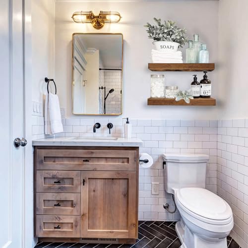 QEEIG Bathroom Floating Shelves for Wall (Brown, Set of 2, 15.7") - color: A. Brown, size: 15.7"