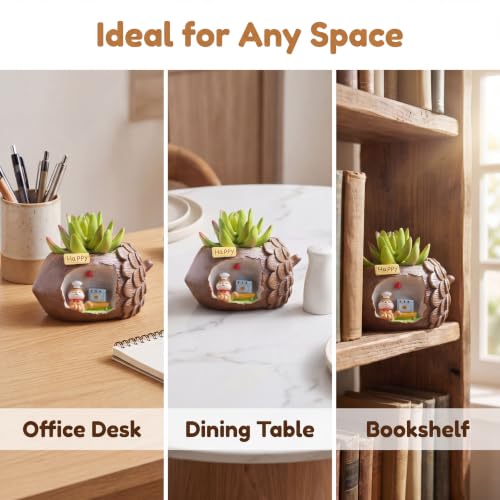 Cloud-Shaped Small Succulent Planters, 3.4''Dog Cute Plant Pots with Drainage Holes Funny Mini Resin Flower Pots for Indoor Outdoor Home Office Gifts (Pinecone) - style: Pinecone