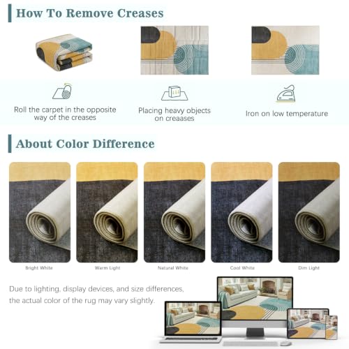 DCX 2x6 Area Rug Living Room: Modern Washable Indoor Carpet Blue & Yellow - color: Yellow & Blue, size: 2' x 6' (Rectangular)