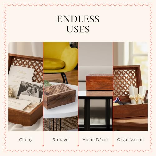 Mela Artisans Trellis Mango Wood Storage Box - Medium Polish, 7.5 in - color: Medium Polish, size: Medium