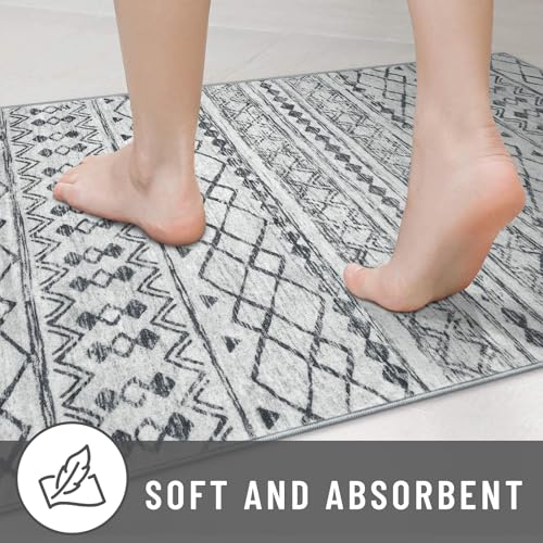 KUTA Extra Long Runners for Hallways 2.6x20ft Washable Grey Boho Runners - color: Grey, size: 2'7" x 20' (Runner)