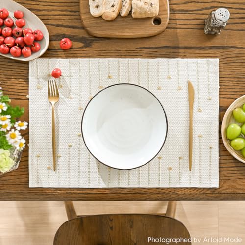 Artoid Mode Burlap Brown Woven Rustic Placemats Set of 4-12x18 Inch - color: Burlap Brown, size: 12" x 18", 4 Pcs