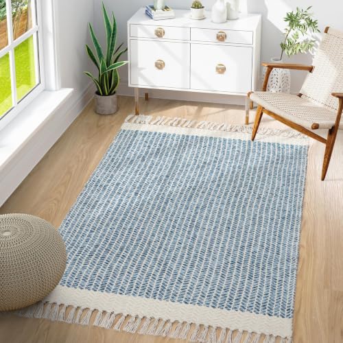 Lahome Boho Bathroom Rugs, 3x5 Washable Area Rug for Kitchen Bedroom Entry - color: Blue/Multi, size: 3' x 5' (Rectangular)