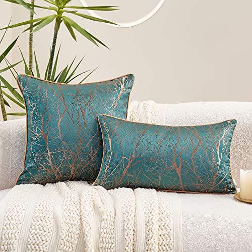 Avigers Lumbar Pillow Cover 12 x 20 Inch, Teal Green, Rayon Blend, Hidden Zipper - color: Teal, Green, size: 20" x 12" (Pack of 1)