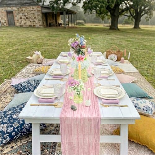10 Pack Pink Cheesecloth Table Runner 17 x 108 Inch - color: Pink, size: 10Pcs - 9 Ft