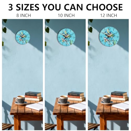 Turtle Glass Wall Clocks, 8 Inch Silent Wall Clock Non Ticking - color: Green, size: 8 Inch