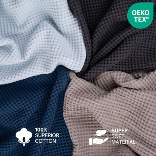 100% Cotton Waffle Weave Throw Blanket, Grey, 50"x60"inch - color: Grey, size: Throw (50" x 60")