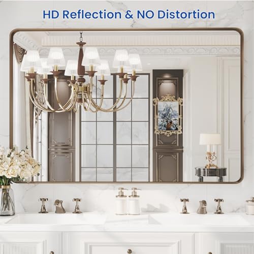 WEER Bronze Bathroom Vanity Mirror 48X32 Inch - color: Bronze, size: 48"L x 32"W
