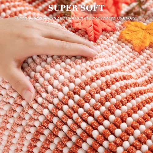 BSICPRO Fall Bathroom Rugs Sets 2 Piece, Non Slip Bath Mats, Sunset Orange - color: Sunset Orange, size: 20" x 32" Plus 16" x 24"