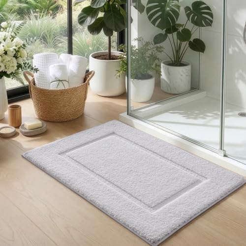 DEXI Bath Mat 36x24, Soft Absorbent Bathroom Rugs Non Slip, White - color: White, size: 36" X 24" (Rectangular)