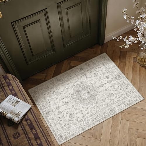 PureCozy 2x3 Washable Small Entryway Rug Gray Vintage Oriental Retro - color: Retro Gray, size: 2' x 3' (Rectangular)