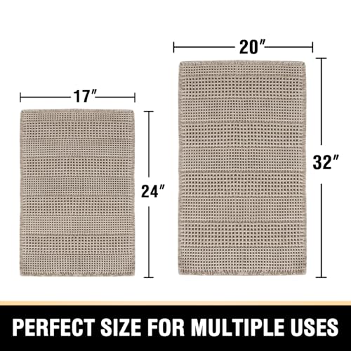 H.VERSAILTEX Waffle Bath Mat Super Absorbent Bathroom Mats Non Slip Bath Rugs for Bathroom Floor Machine Washable Ultra Soft Bathroom Rugs for Beside Tub, (32 x 20 Plus 24 x 17 - Inches, Irish Cream) - color: Irish Cream, size: 20" x 32" Plus 17" x 24"