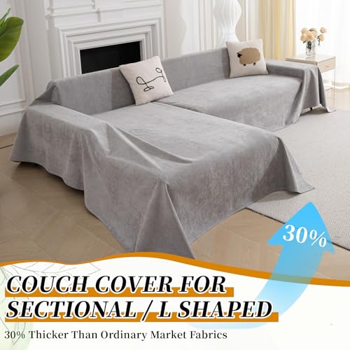 STACYPIK Waterproof Couch Cover for Sofa Scratch Resistant Gray Sofa Covers - color: A-waterproof-grey, size: Large Size(71" X118")