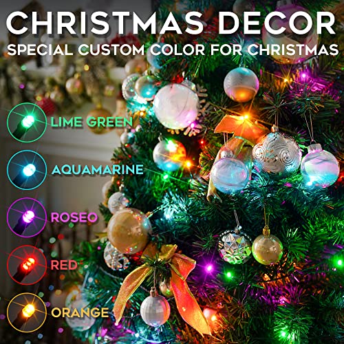 suddus 5 Colors Solar String Lights, Solar Christmas Lights Outdoor Waterproof with 8 Lighting Modes, Multi Colored 100LED Christmas String Lights for Indoor Patio Yard Trees Holiday Decoration - color: Multicolored, size: 33Ft*1pack