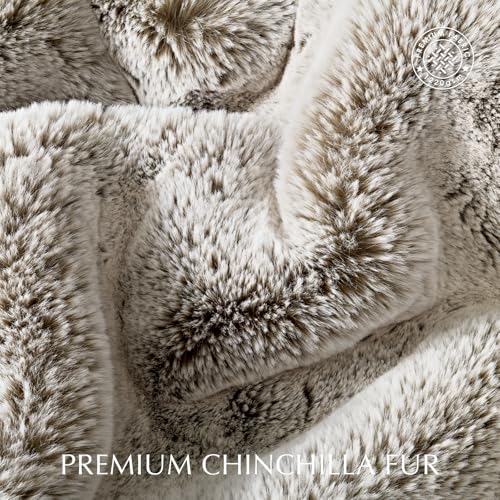 EverGrace Faux Chinchilla Fur Throw Blanket, 60"x80", Champagne Fawn - color: Champagne Fawn, size: 60"x80"