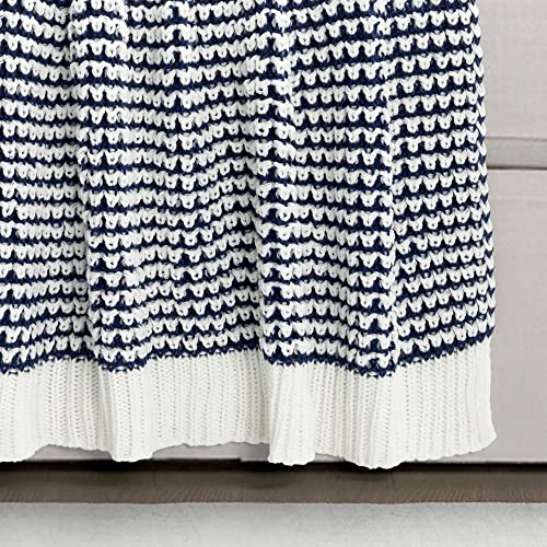 Lush Decor Chic and Soft Knitted Throw Blanket Single 50" W x 60" L Navy - Navy Throw Blankets for Bed - Couch Blanket - Soft Blankets - color: Navy