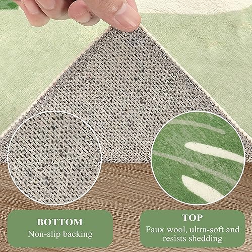 Lukinbox Leaf Indoor Outdoor Area Rugs for Patio, 5x7 Green Washable Living Room Rug Tropical Monstera Plant Non-Slip Bedroom Rugs, Large Accent Area Carpets for Dinning Room Porch - size: 5' x 7'