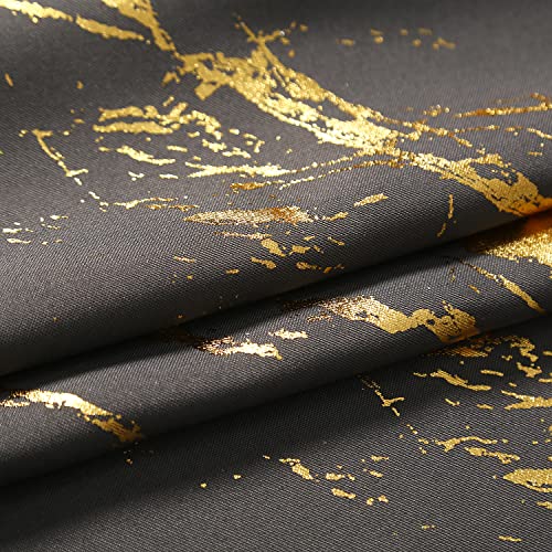 Taisier Home Gold Foil Print Linen Textured Curtains Geometric Marble Pattern Design Curtains for Living Room Thermal Insulated Window Treatment 2 Panels 63" L,Dark Grey and Gold Print - color: Dark Grey/Gold, size: 52"W x 63"L (Pack of 2)