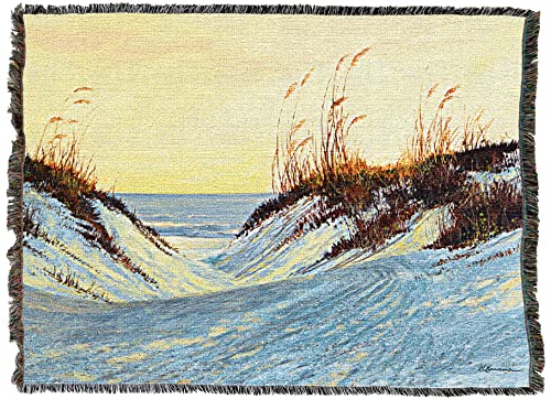 Pure Country Weavers Dune Blush Blanket by Roger Bansemer - Coastal Ocean Beach Gift Tapestry Throw Woven from Cotton - Made in the USA (72x54) - color: Dune Blush