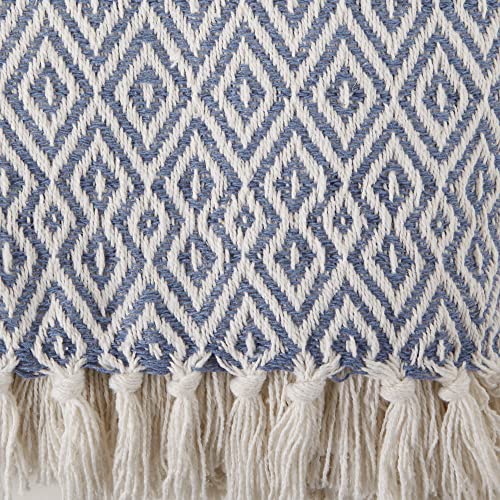 DII Rustic Farmhouse Double Diamond Woven Throw, 50x60, Stonewash Blue - color: Stonewash Blue, size: 50x60"