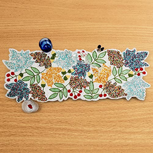 Handmade Beaded Table Runner 13 x 36 Inch – Glass Bead Decorative Table Runner for Dining Table, Coffee Table, Wedding, Farmhouse, Holiday & Everyday Home Decor, Floral Multi Color - color: Multiple Colors