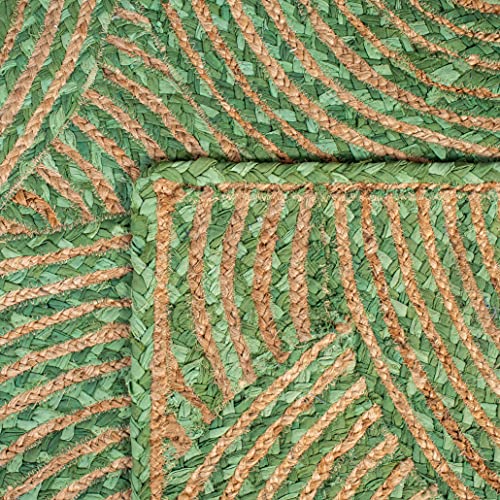 SAFAVIEH Cape Cod Collection Accent Rug - 2' x 3', Green & Natural, Handmade Boho Braided Circles Jute & Cotton, Ideal for High Traffic Areas in Entryway, Living Room, Bedroom (CAP203Y) - color: Green/Natural, size: 2' x 3' (Rectangular)