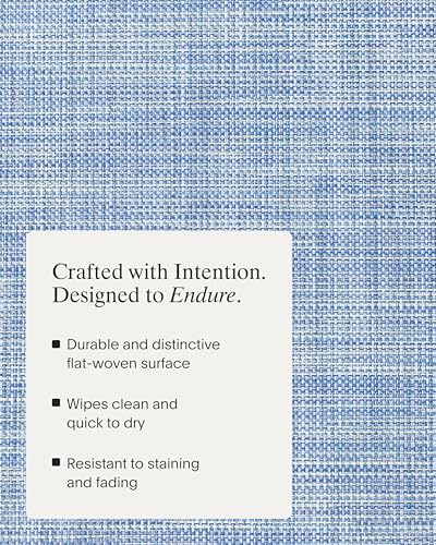 Chilewich Mini Basketweave Placemats, Round Woven Placemats Set of 4 - color: Chambray, size: 15" Round