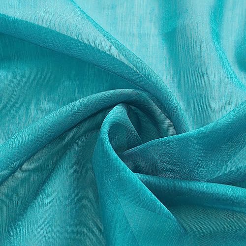 HLC.ME Semi Sheer Grommet Curtains, 2 Panels, 54x84 Inch, Aqua Blue Teal - color: Aqua Blue (Teal), size: 54"W x 84"L (Pack of 2)