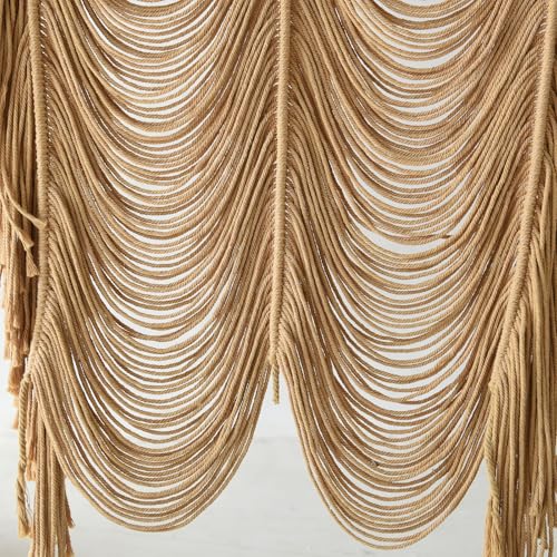 Macrame Curtain Handmade Khaki Boho Doorway window Curtain Room 41"W*75"L - color: Khaki1