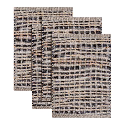 Cotton/Jute Placemats Set of 4-13x19 Inch - Natural Grey Charcoal - color: Natural - Grey Charcoal