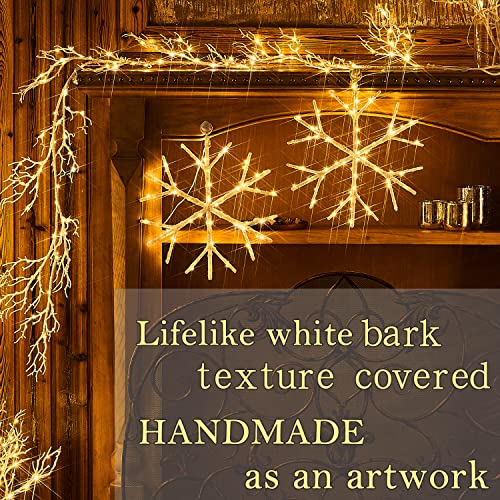 Fudios Lighted Snowflake LED Warm White Battery Operated with Timer 70L Fairy Lights 14in for Christmas Wall Window Winter Decoration Indoor Outdoor use - color: Warm White Snowflake Lights (1)