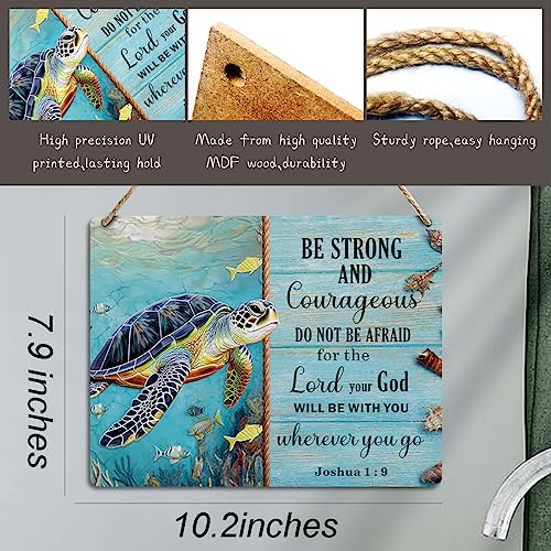 Beach Decor Sea Turtle Gifts Christian Bible Verse Wooden Wall Sign - color: Multi392