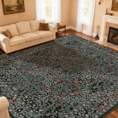 10x14 Area Rug for Living Room Washable Carpet (Dark Green) - color: Dark Green, size: 10' x 14' (Rectangular)