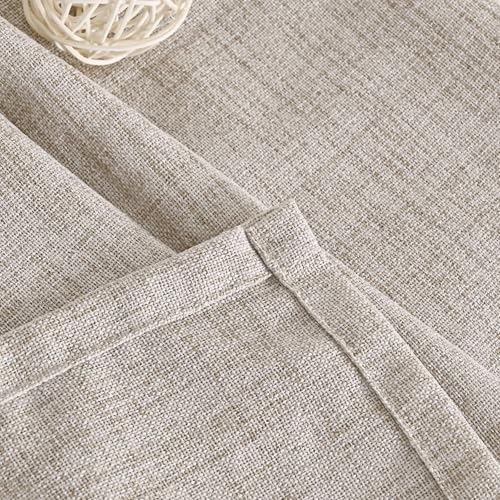 YoungsTex Natural Linen Curtains 48 Inch Length for Living Room Window - color: Natural, size: 42"W x 48"L (Pack of 2)