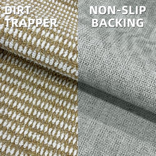 Mordem Ultra Thin Indoor Door Mat 20" x 32" Non-Slip Washable Entrance Mats Dirt Trapper Door Mat Absorbent Low-Profile Doormat for Front Back Door Patio and Porch Brown/White - color: Brown/White, size: 20"x32"