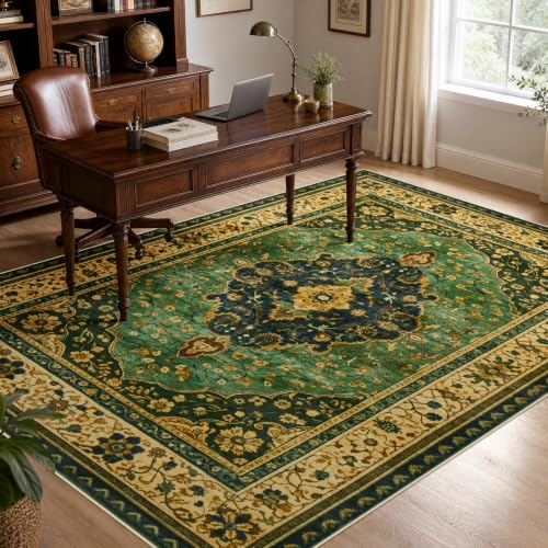 Joydeco Large Area Rugs for Living Room, Boho Non Slip Bedroom Rugs 8x10 - color: Green/Beige, size: 8' x 10' (Rectangular)