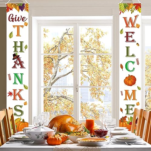Thanksgiving Decorations Indoor Outdoor GIVE THANKS Banner 72"X12"