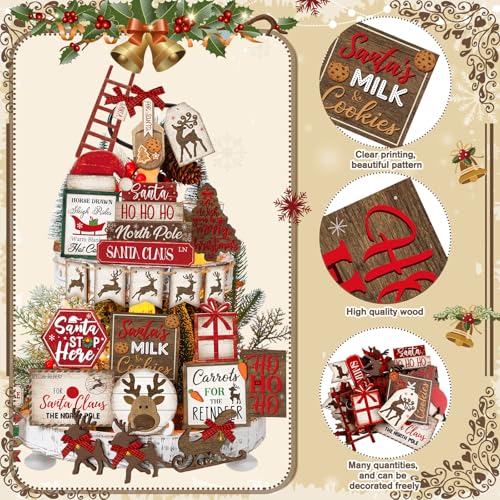 Croblissful 23 Pcs Christmas Tiered Tray Decor set, Red, Elk - color: Red, style: Elk