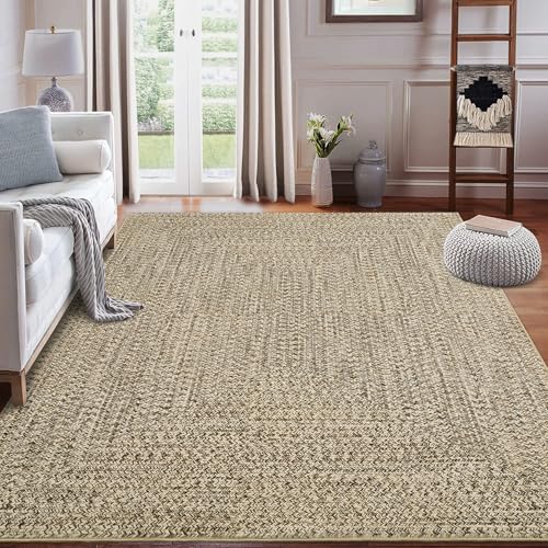 ROYHOME Machine Washable Rug 4x6 Print Braided Area Rugs - color: Linen, size: 4' x 6' (Rectangular)