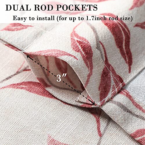 VOGOL Red Leaf Print Tier Curtains, Country Style, 30 x 24, 2 Panels - color: Red, size: 30"W x 24"L (Pack of 2)