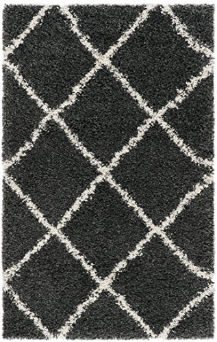 SAFAVIEH Hudson Shag Accent Rug 2x3, Plush Dark Grey & Ivory SGH281G - color: Dark Grey/Ivory, size: 2' x 3' (Rectangular)