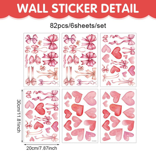 2 Sheet Valentines Window Clings Valentine's Day Wall Decals Love Heart Wall Stickers Pink Heart Tree Home Bedroom Decor Decals Peel and Stick for Valentines Wedding Anniversary Party Supply - color: Valentines a