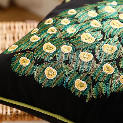 Holibeat Embroidered Flower Birds Throw Pillow Covers Spring Decorative Flower Pillowcases (Black, 18" x 18" (Pack of 2)) - color: Black, size: 18" x 18" (Pack of 2)