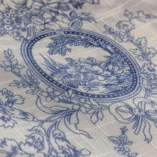 SUOUO Blue and White Toile Floral Semi Sheer Curtains 84 Inches 2 Panels - color: Blue-white, size: 52"W x 84"L (Pack of 2)