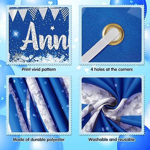 Blue Happy Anniversary Decorations for Men Women, Silver Blue Happy Anniversary Banner and 18pcs Balloons Party Decor for Wedding Anniversary Decorations Kit Supplies - color: Happy Anniversary