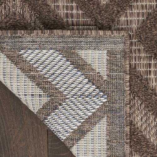 Nourison Home Versatile Brown 2' x 6' Area Rug - Easy Clean, Non Shedding, Bed Room, Living Room, Dining Room, Kitchen (6' Runner) - color: Brown, size: 2' x 6' (Runner)
